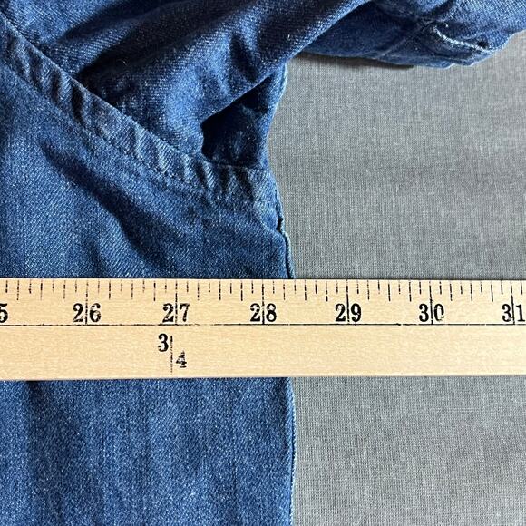 Old Navy Shirt Mens Size 3XL Blue Denim Slim Fit Button Up Short Sleeves Casual - Picture 8 of 8